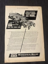 1952 Minneapolis Moline Tractor Ad Vintage Antique Models G U Z R BF V Antique