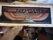 Egyptian handpainted on papyrus Goddess Isis 32  x12  