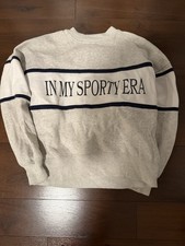 Abercrombie Kids Girls My Sporty Era Crewneck Sweatshirt Gray White Navy 15/16