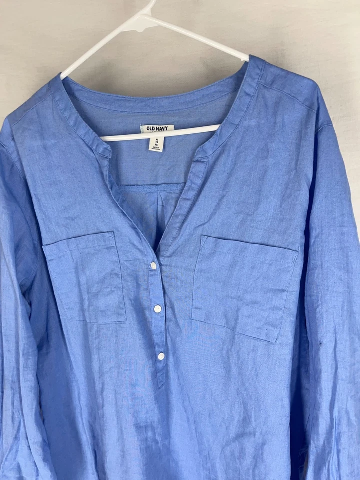 СТАРАЯ темно-туника размер XL Periwinkle синий чистый прибрежный пляжный курорт карманы - Изображение 2 из 3