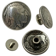 4 Pack Indian Head and Buffalo Nickel Screw Back Conchos - 3/4"