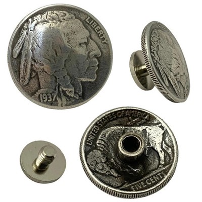 4 Pack Indian Head and Buffalo Nickel Screw Back Conchos - 3/4''
