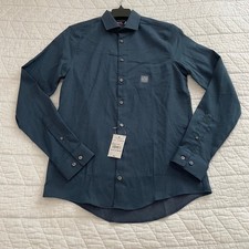 J. Ferrar Mens Slim Fit Stretch Dress Shirt Blue Multi Dobby 14-14.5 34-35 S NEW