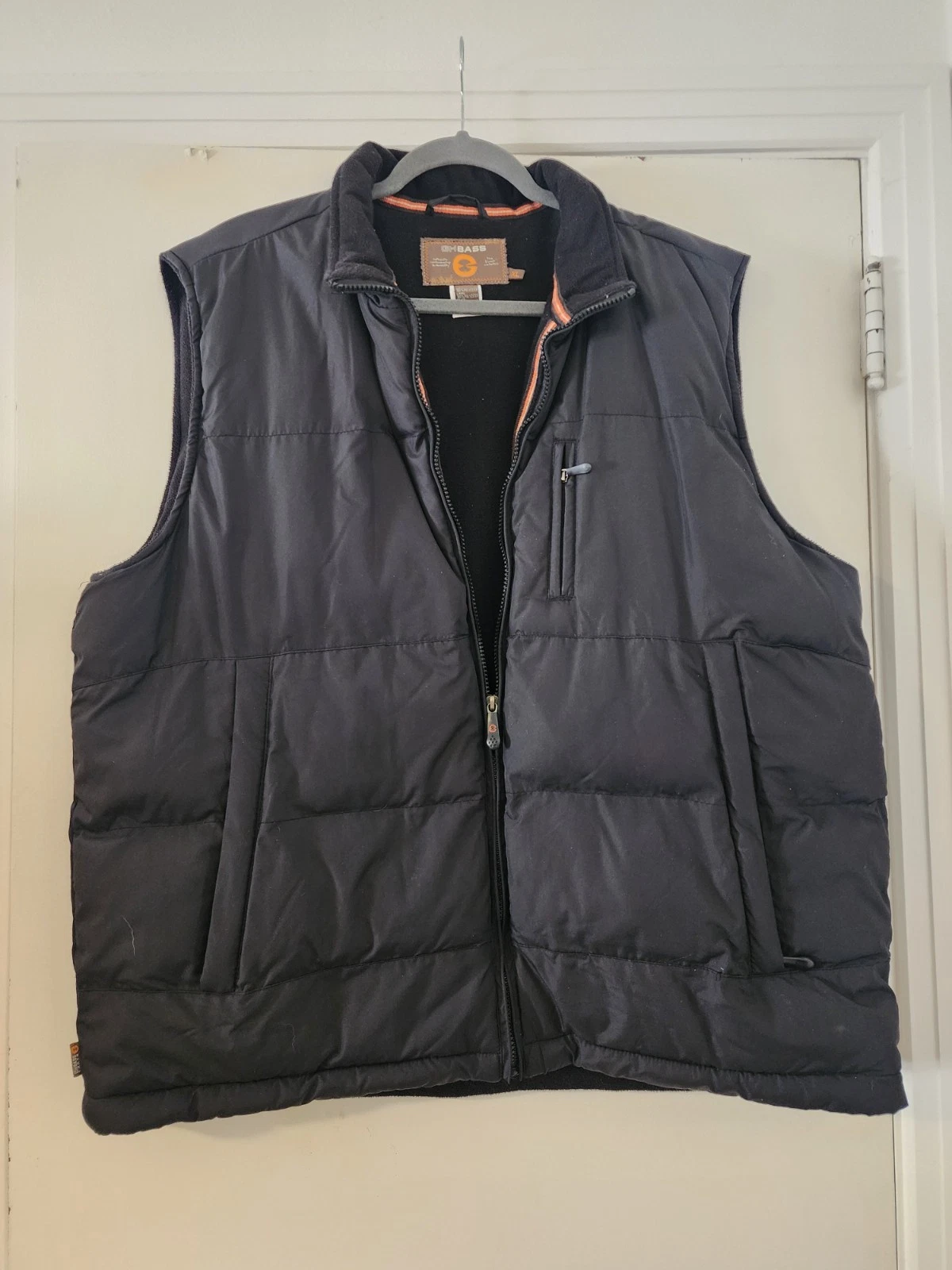 GH Bass Earth Winter Full Zip Fleece Lined Black Puffer Vest Men's Size XL J10