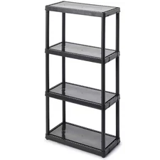 Black 4-Tier Plastic Resin Garage Storage Shelving Unit (24 In. W X 48 In. H X 1