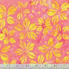 Anthology Batik Fabric | Plum Citrus Tropical Hibiscus Floral Pink Yellow YARD