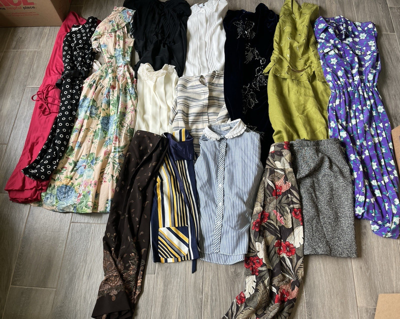 Lot 15 Vintage Womens Clothing 70s  - NOW Skirts Dresss Blouses Vest