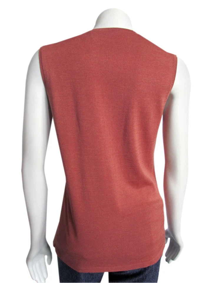 *FINAL MARKDOWN!* David Meister Terra Cotta Orange Beaded Silk Blend Knit Top M - Image 4 of 4