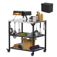 Pizza Oven Table Cart for Ooni, Ninja Woodfire, Blackstone Grill Stand, Outdo...
