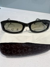 Celine Ladies Green Sunglasses Square Cat Eye Gold Logo Sc 1501 Col Z48
