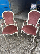 Set of 2 Louis XV style dining chair, Wood Frame, sprung cushion.