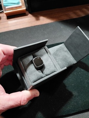 David Yurman Men's Black Titanium Black Onyx Signet Ring Size 8