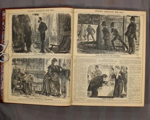 1871 Punch Magazine Volume 60 Bound Almanack & Cartoons