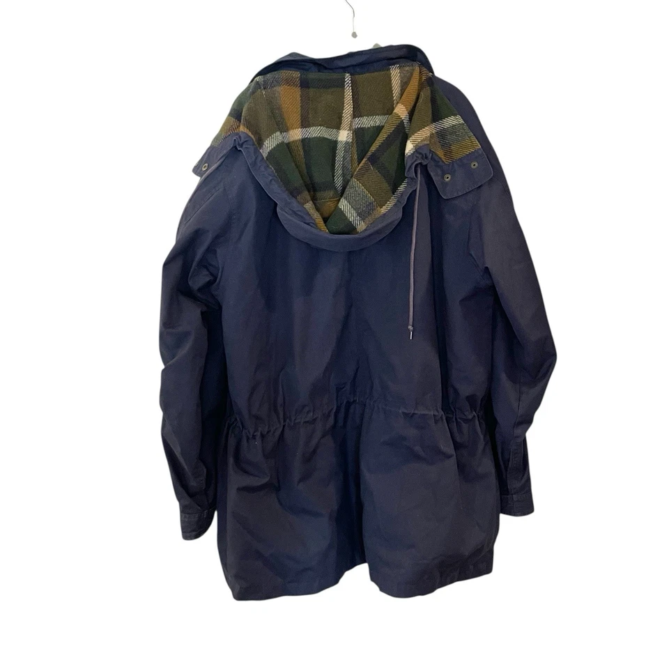 Chaqueta Parka Montaña Eddie Bauer De Colección L Alta Azul Cremallera Con Capucha Forrada de Lana Y2K Foto 2 de 4