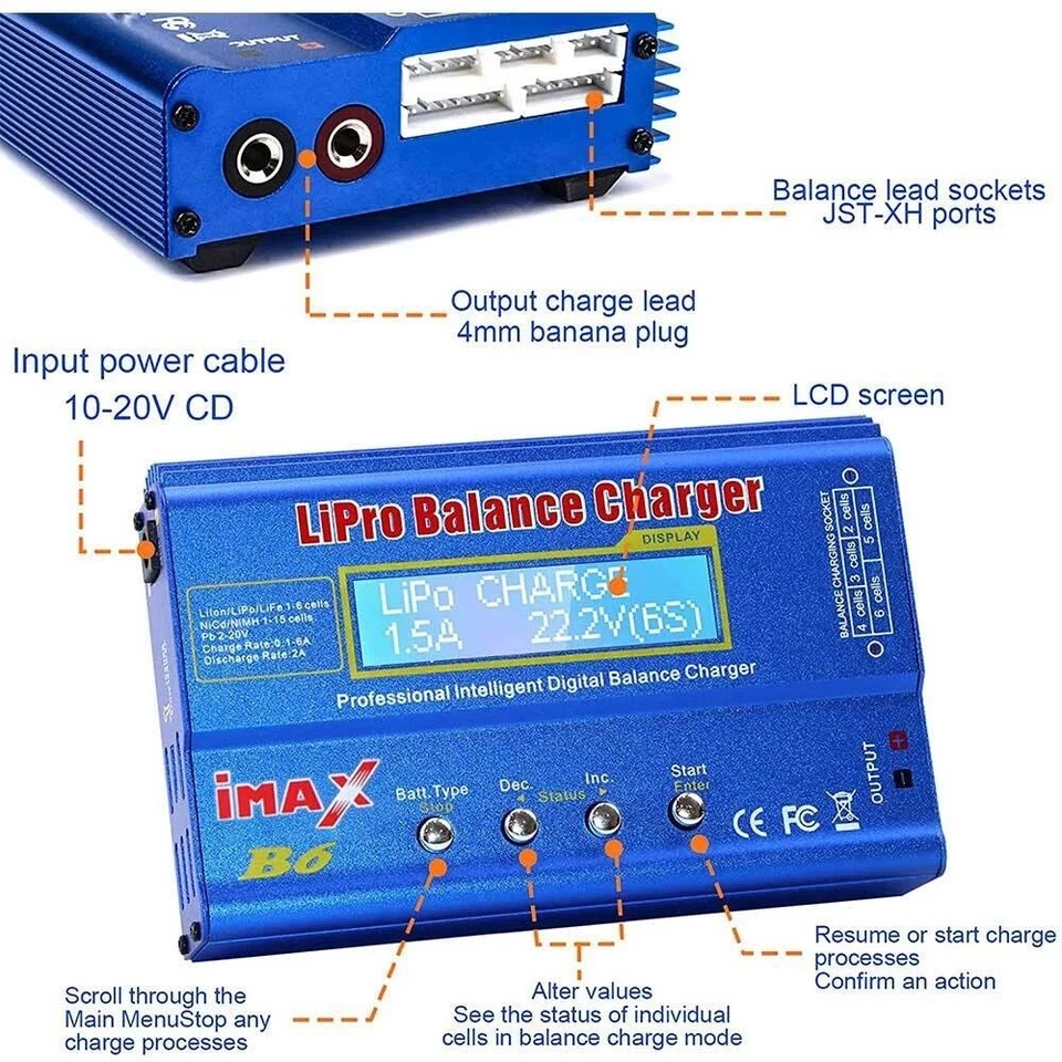 IMAX B6 LCD-Bildschirm Digital RC Lipo NiMh Akku Balance Ladegerät Lader Charger - Bild 3 von 4