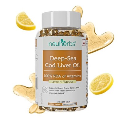 Deep Sea Cod Liver  fish Oil Omega 3  Supplement , No Fishy Burp  (100 Capsules)
