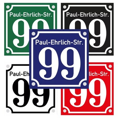 Hausnummernschild Emaille Hausnummer mit Straßenname Design Retro Abstandhalter