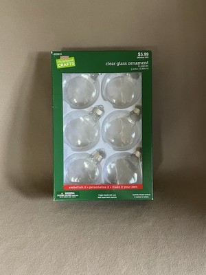 Pk Of 6 DIY Clear Glass Round Disk Ornaments~Each 2 1/2  In Diameter, New In Box