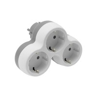 Dreifach Steckdosenadapter 3X Schuko 230V Grau-Weiß