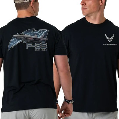 U.S. Air Force T-shirt, 2 Sides F-35 Lightning II Fighter Jet Graphic
