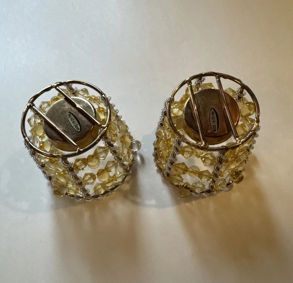 Two Tea Light Holder with Yellow beads - Image 3 of 4