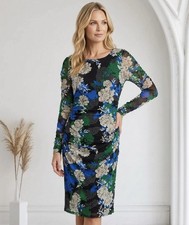INC International Concepts Floral Ruched Mesh Midi Dress Size Large Fall Chic