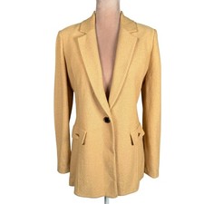 St. John Collection Blazer Women 4 Yellow Gold Knit Single Button Vintage