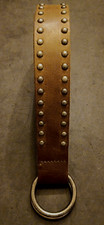 Women's Sm GAP Brown Genuine Leather Studded Dual Ring Loop Belt Made In USA