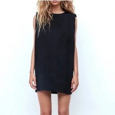 NWT 🦋 ZARA 🌸 WOMEN'S SHORT MINI SHIFT LITTLE BLACK COCKTAIL PARTY DRESS XS