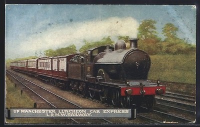Künstler-AK Up Manchester Luncheon Car Express, L & NW Railway 