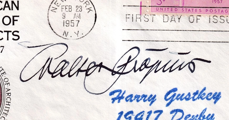 1957 AIA 100th anniversary Sc 1089 FDC Walter Gropius autograph architecture - Image 2 of 2