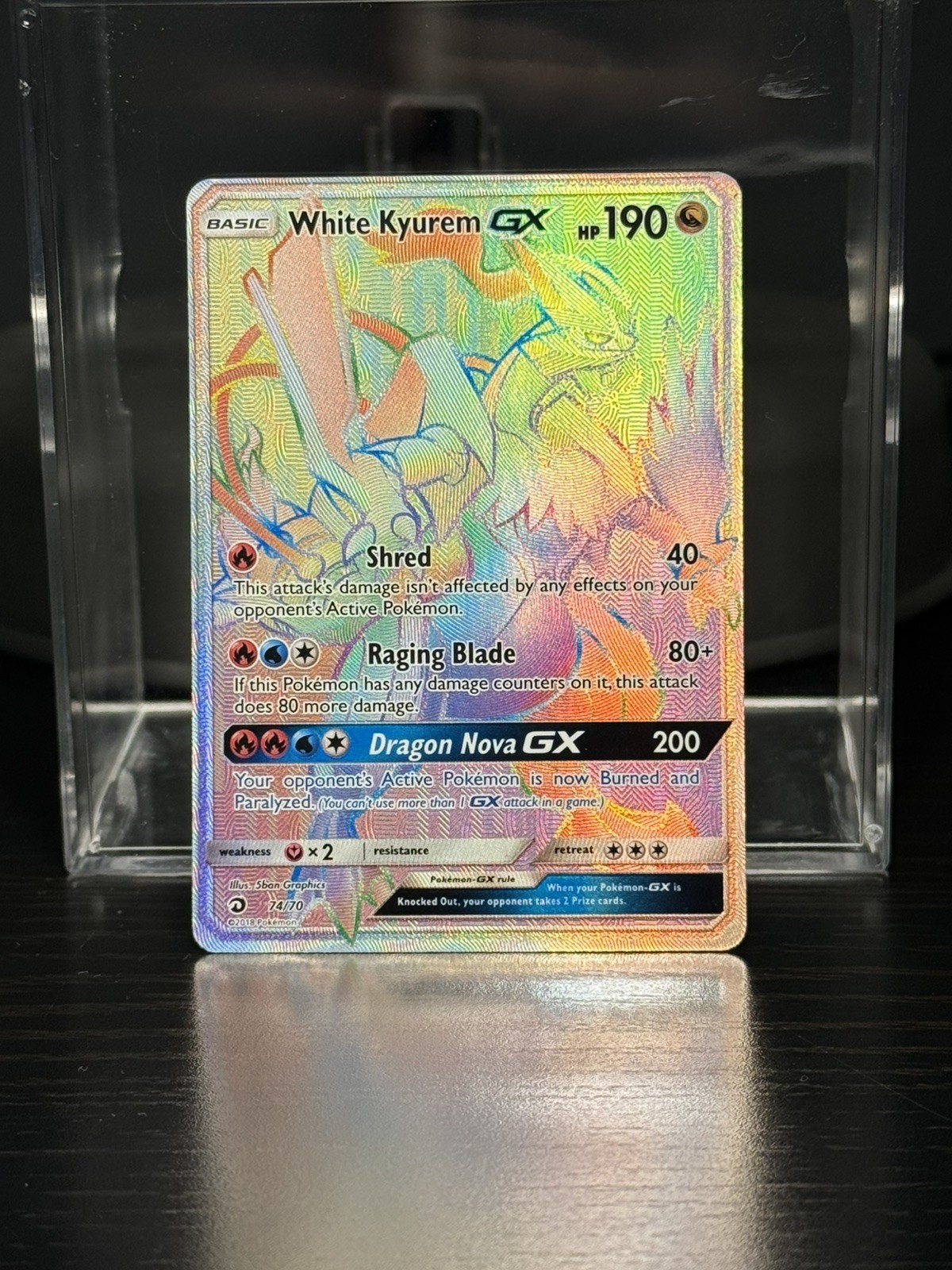 NM 💎 White Kyurem GX (Secret) 74/70 Dragon Majesty Holo - Rainbow Rare