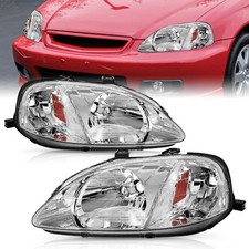 Headlight Assembly Set 1999 2000 Civic Chrome Amber Corner Driver Passenger Side Headlight Assembly Set 1999 2000 Civic Chrome Amber Corner Driver Passenger Side