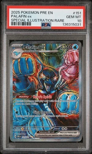 2025 POKEMON PRE EN-PRISMATIC EVOLUTIONS #151 PALAFIN EX PSA 10