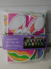HAPPY EASTER 43 Pieces YARD SIGNS W/EGGS, LETTERS  STAKES- DAILY SHIP       