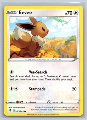 Eevee 125/203 Evolving Skies Colorless Vee-Search Pokemon TCG Collectible |  eBay