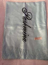 Pashmina Scarf Shawl Wrap 70% Pashmina 30% Silk  New Light Blue