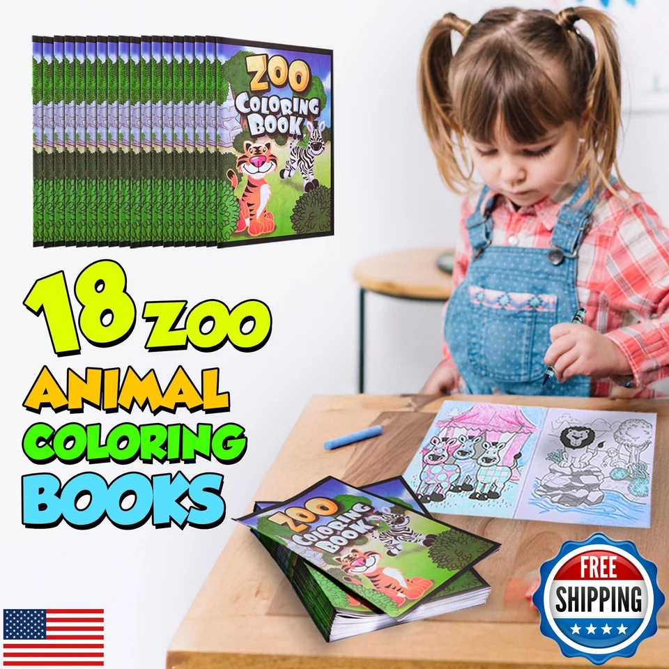 Libros para colorear animales de zoológico 18 piezas a granel para niños - 9"x11" regalos de fiesta de animales con Foto 3 de 4