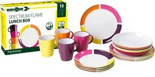 Bright Coloured Melamine Picnic Plates Set - Pink - Orange - Purple - Yellow