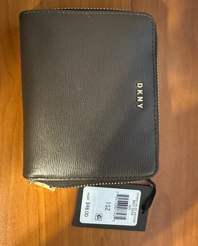 女士 DKNY 小号拉链钱包全新 WT!! 大量折扣 - 黑巧克力 — 第 2/4 张图片