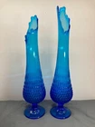 VTG Fenton Rare 21” Hobnail Cobalt Blue Vases