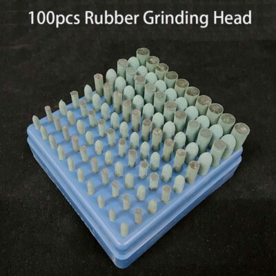 100pcs Rubber Grinding Head Polishing Burr Bit Mounted Set for Dremel 1/8'' Shank