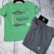Under Armour Baby Boys Green Gray Fish Outfit Set NEW