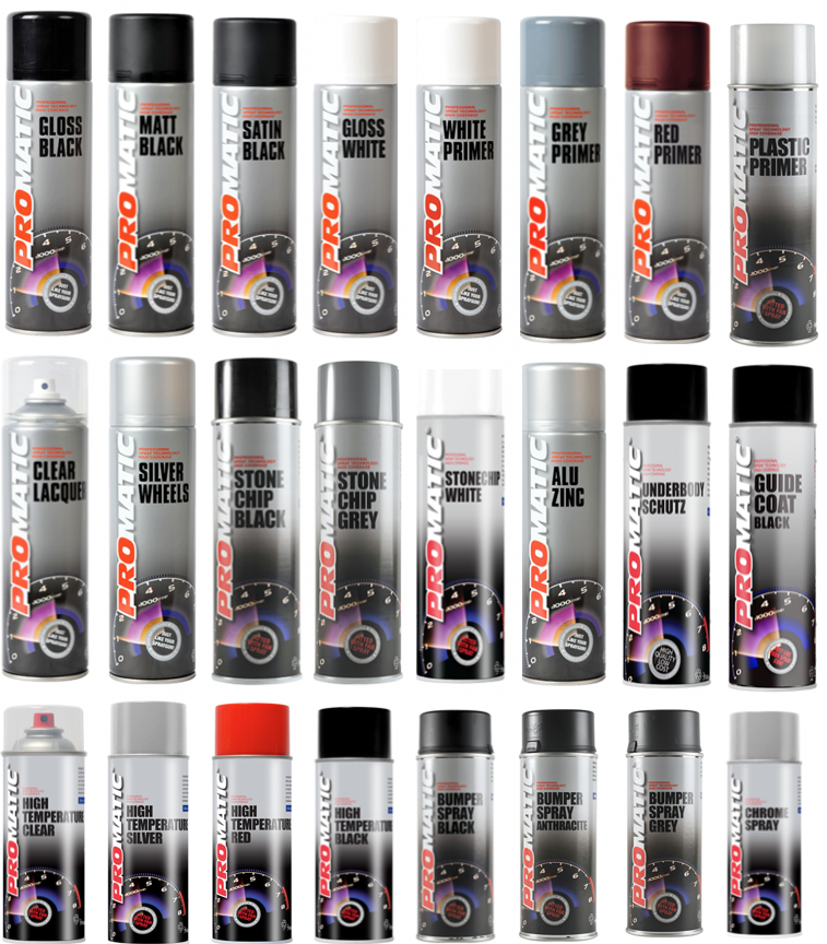 Promatic Spray Paint Aerosol Primer Lacquer Car Metal Wood Matt Gloss