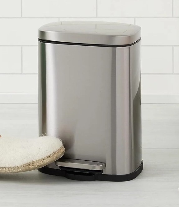 Stainless Steel Trash Can with Soft-Close Foot Pedal, 5 Liter/1.3 Gallon, Satin 