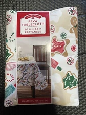 Holiday Time Christmas Gingerbread Man PEVA Vinyl Tablecloth - 60in x 84in
