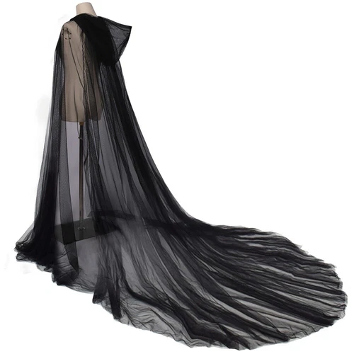 Lady Mesh Hooded Cape Cloak Top Bridal Halloween Party Retro Fancy Dress Loose - Picture 13 of 19