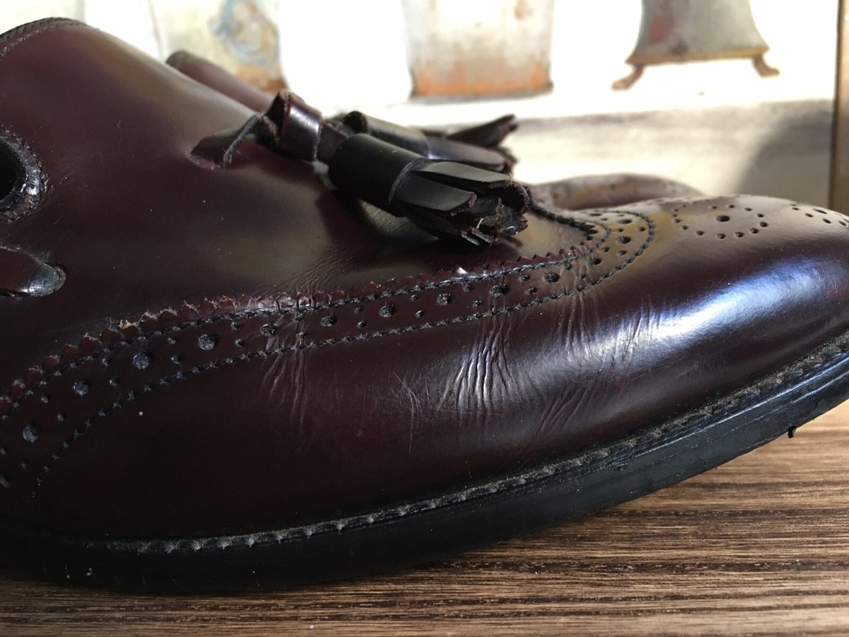 Mens Burgundy Leather Nunn Bush Tassle Loafer Shoes Size 9 D 