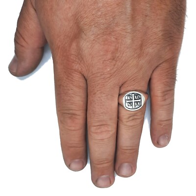 Genuine Sterling Silver Men Ring IC XC NI KA Jesus Christ Winner