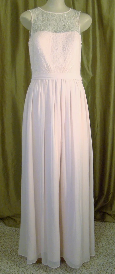 Vestido de graduación After Six largo de encaje rosa rubor talla 10 damas de honor 6734 Foto 3 de 4